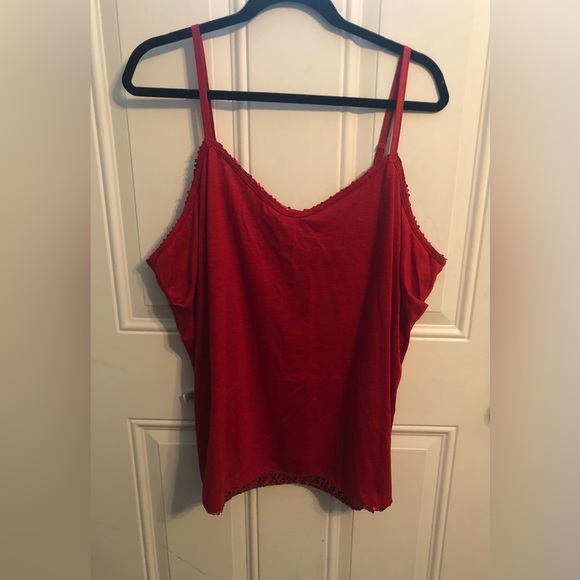 Lane Bryant Red Sequin Cami Tank Spaghetti Adjustable Straps Ruched Bust 22/24 - Picture 5 of 10